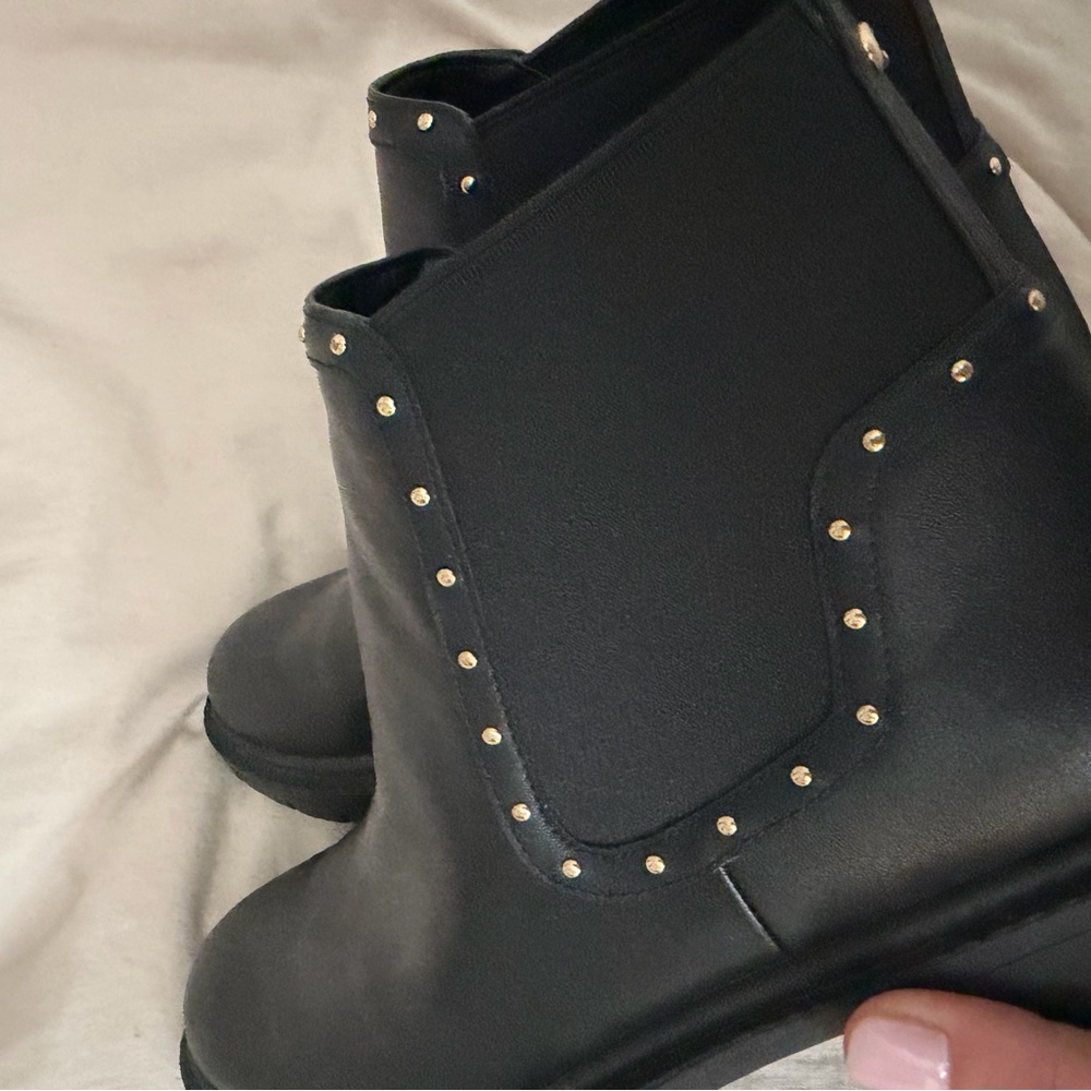 Coach Black Ankle Boots with Gold Studs - Picture 6 of 7